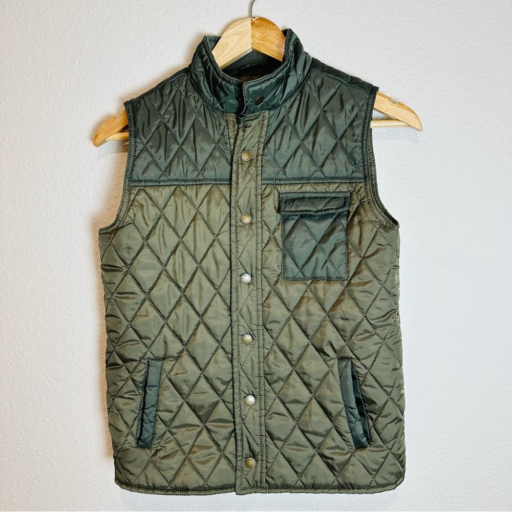 Janie & Jack Boys Green Quilted Vest Size 10-12 - Picture 3 of 7